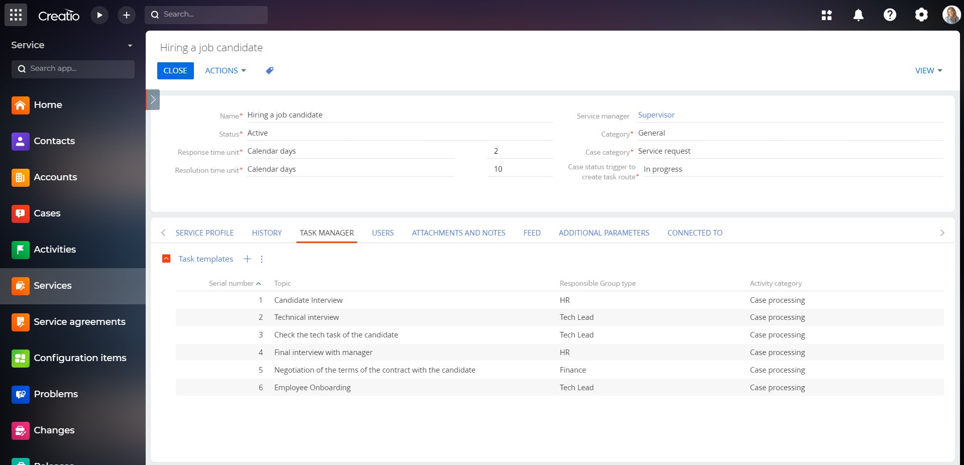 Banza service task manager for Creatio | Creatio Marketplace