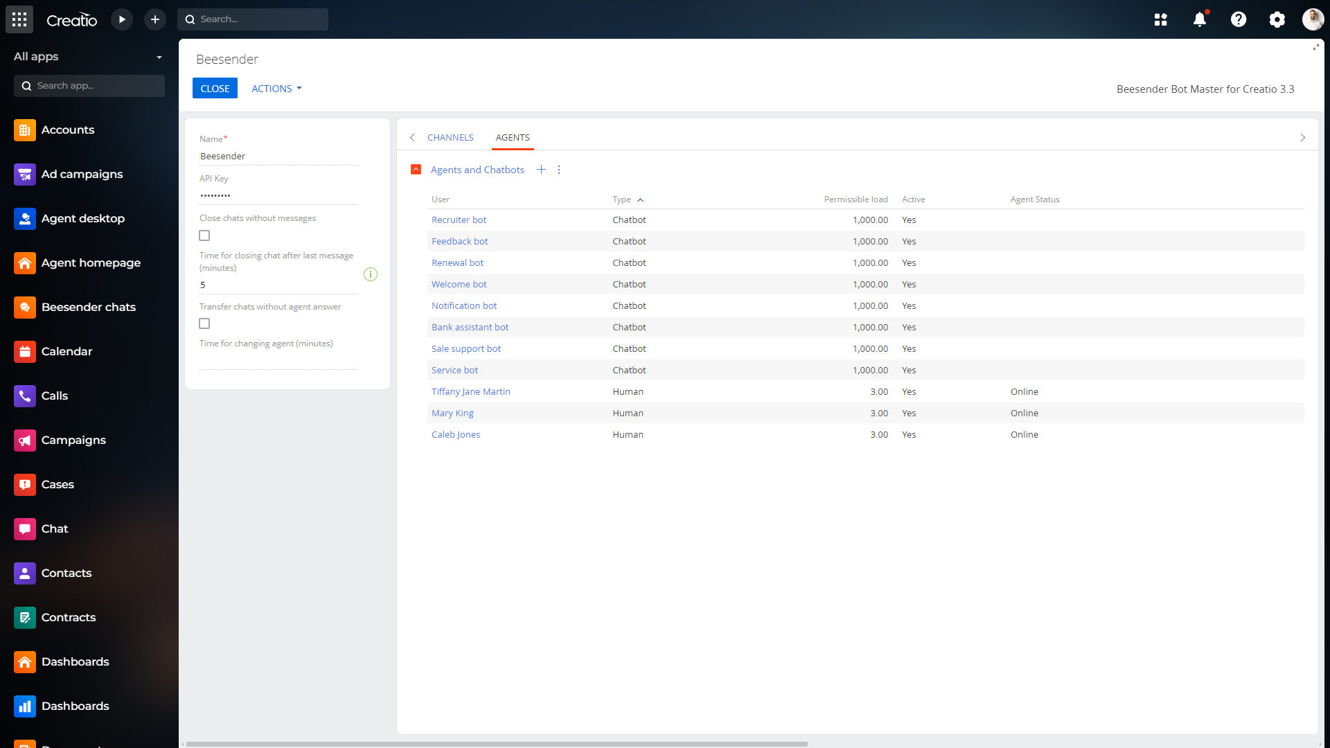 Beesender Bot Master for Creatio | Creatio Marketplace