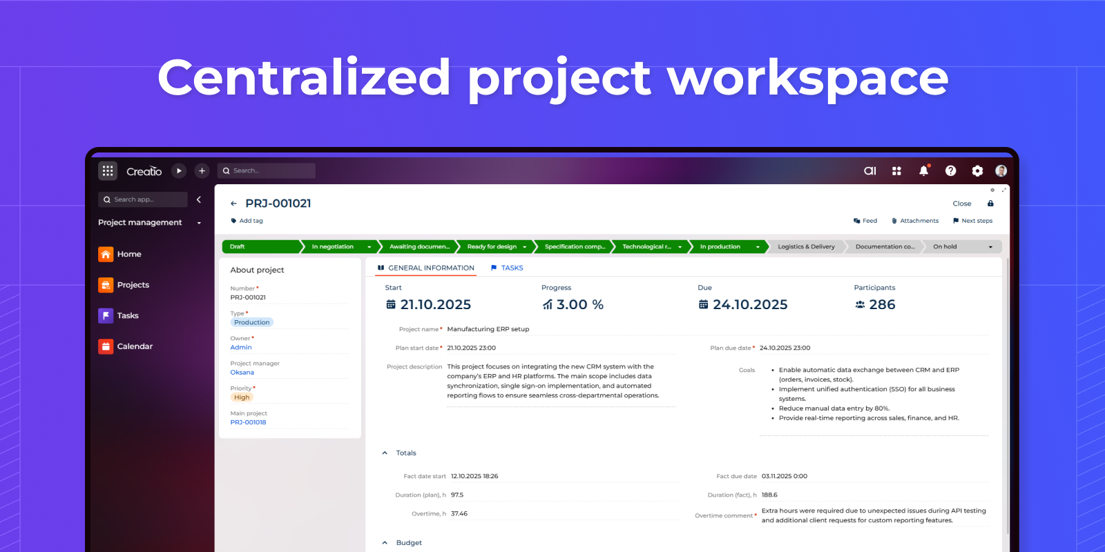 Syntech Project Management Studio for Creatio | Creatio Marketplace