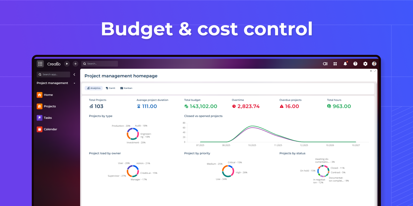 Syntech Project Management Studio for Creatio | Creatio Marketplace
