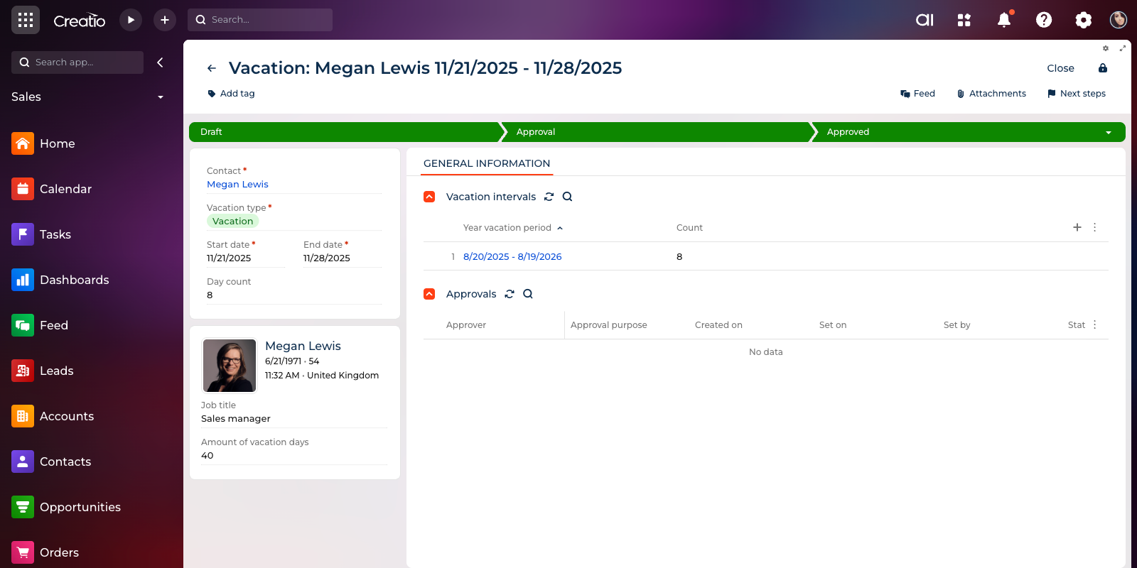 SalesUp Vacation requests for Creatio | Creatio Marketplace